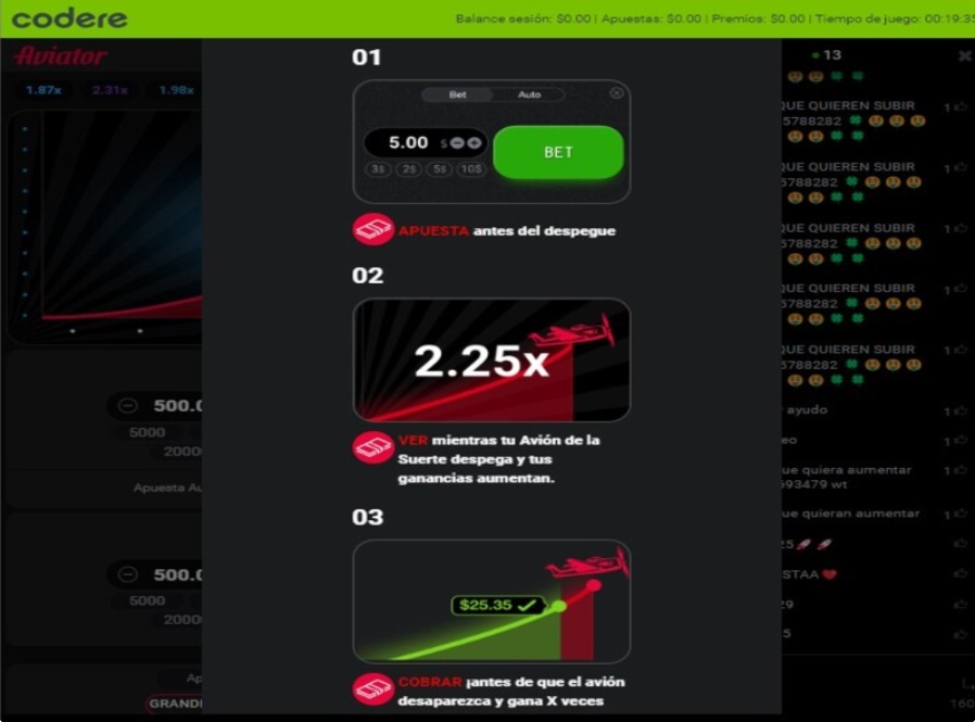 Pasos para jugar Aviator en Codere